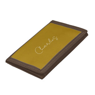 Calligraphy Script Gold Colour Custom Name Edit Trifold Wallet