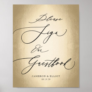 Calligraphy Script Gold Guestbook Wedding Sign