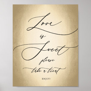 Calligraphy Script Gold Love Is Sweet Wedding Sign
