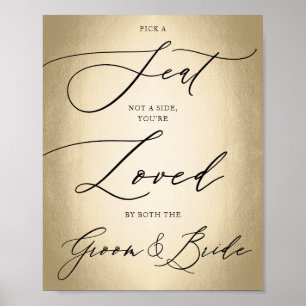 Calligraphy Script Gold Pick A Seat Wedding Sign