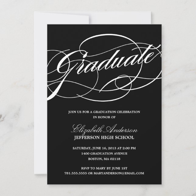 Calligraphy Script Graduation Invitation (Front)
