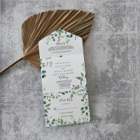Calligraphy Script Green Foliage Wedding