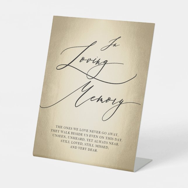 Calligraphy Script In Loving Memory Wedding Pedestal Sign (Front)