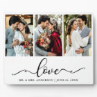 Calligraphy Script Love 3 Photo Wedding Plaque