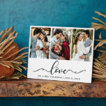 Calligraphy Script Love 3 Photo Wedding Plaque<br><div class="desc">Modern Elegant Calligraphy Script Love 3 Photo Wedding Plaque</div>