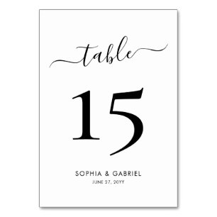 Calligraphy Script Minimalist Wedding Double Sided Table Number