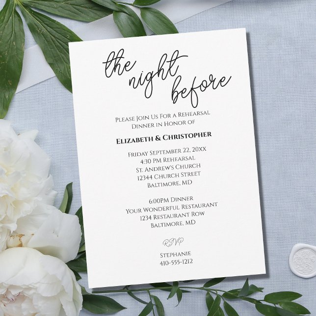  Calligraphy Script Minimalist Wedding Rehearsal Invitation (Creator Uploaded)