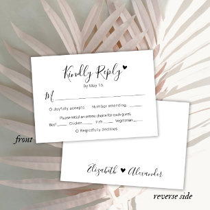 Calligraphy Script Modern Heart Wedding RSVP Card