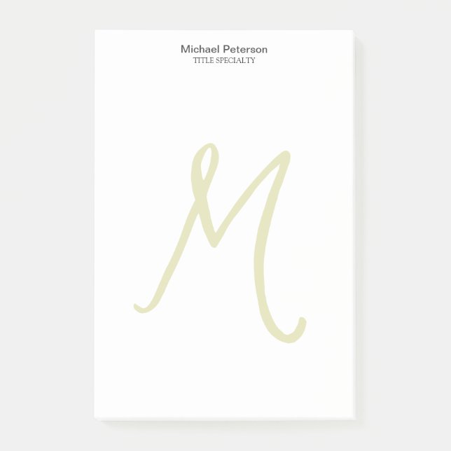 Calligraphy Script Monogram Initial Modern Post-it Notes (Front)