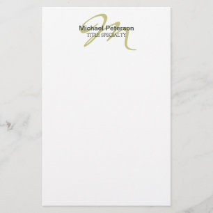 Calligraphy Script Monogram Initial Modern Stationery