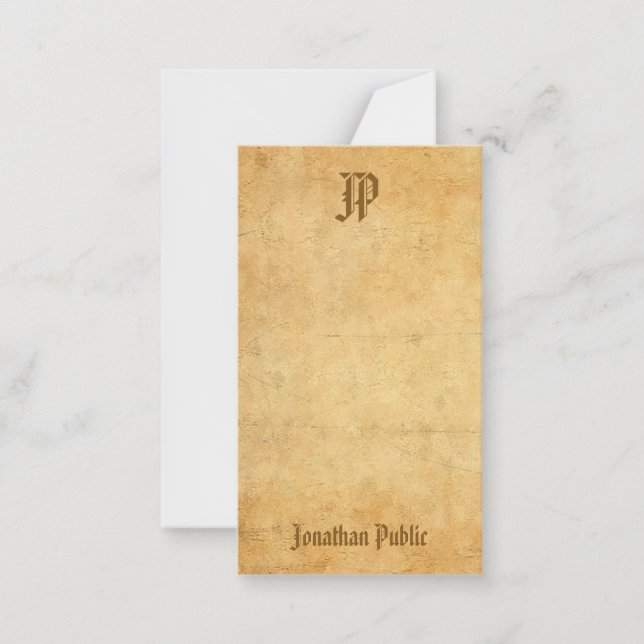 Calligraphy Script Monogram Vintage Nostalgic Look Card (Front)