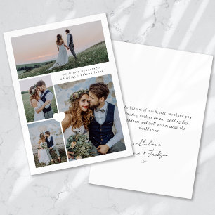 Calligraphy Script Multi Photo Wedding Thank You Card