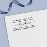 Calligraphy Script Name 2 Lines Return Address Self-inking Stamp<br><div class="desc">Trendy Calligraphy Script Rubber Stamp featuring name between two lines. Perfect for events such weddings, baby showers, bridal showers, etc. Now you never have to write your address again. Personalize it by replacing the placeholder text with your name and address. For more options such as to change the font, it's...</div>