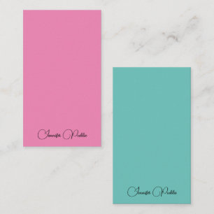 Calligraphy Script Name Modern Pink & Teal Top Card