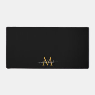 Calligraphy Script Name Monogram Chic Minimalist Desk Mat