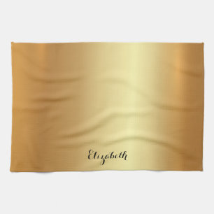 Calligraphy Script Name Stylish Black And Gold Kitchen Towel