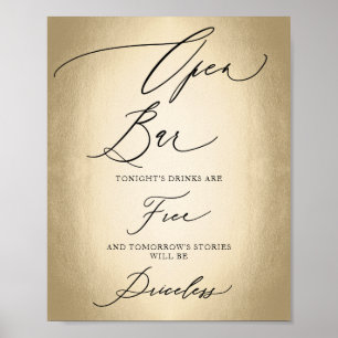 Calligraphy Script Open Bar Priceless Wedding Sign