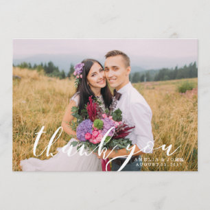 Calligraphy Script Overlay Photo Thank You Card