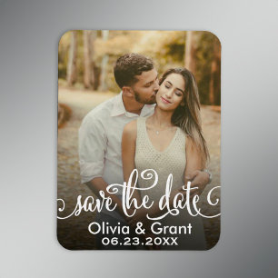 Calligraphy Script Photo Save Date Magnet