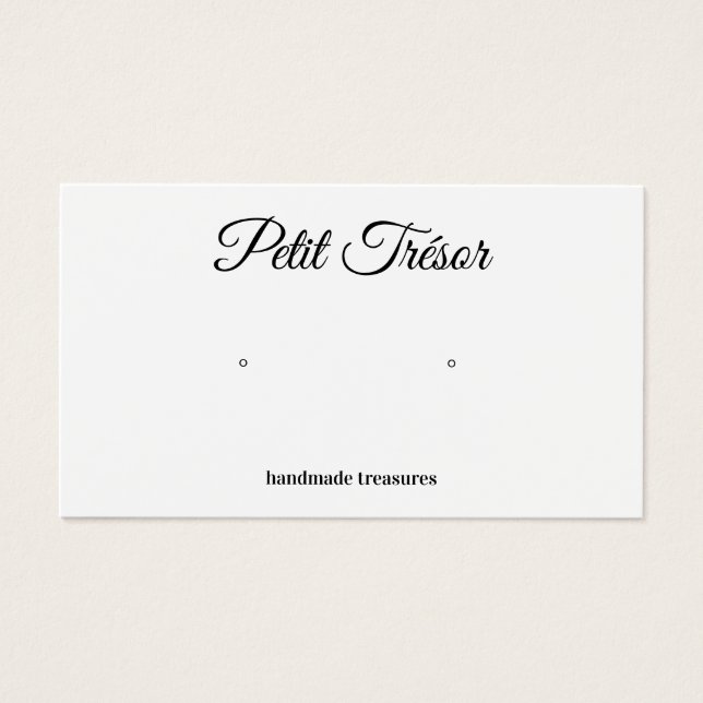 Calligraphy Script Plain White Earring Display (Front)