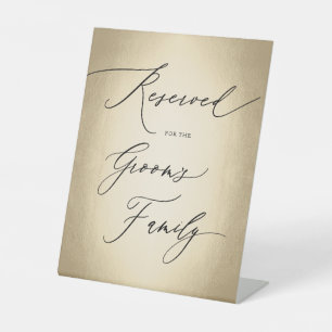 Calligraphy Script Reserved For Groom Wedding Pedestal Sign