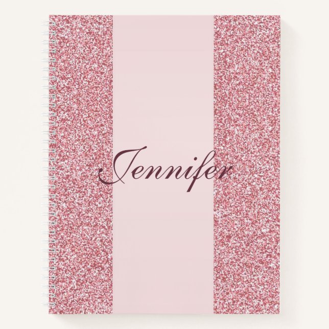 Calligraphy Script Rose Gold Colour Modern Templat Notebook (Front)