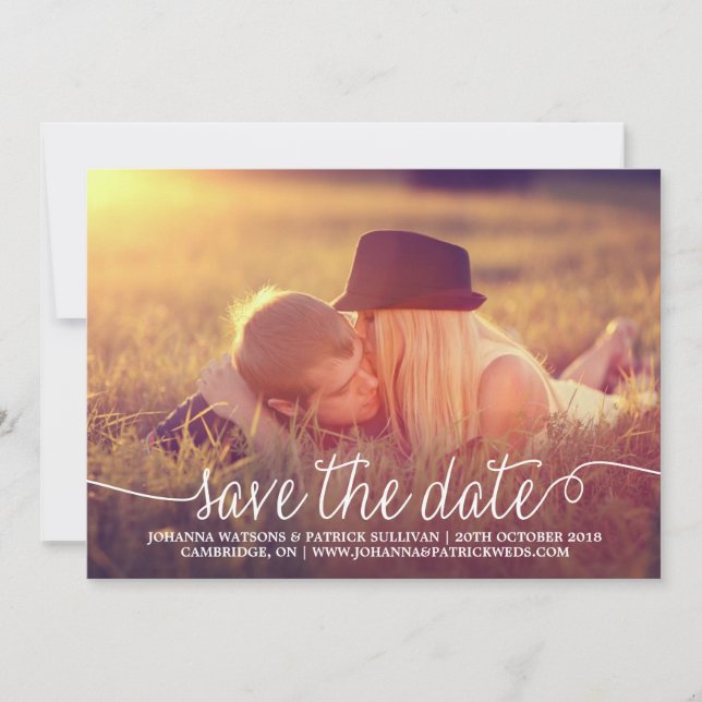 Calligraphy Script Save the Date Announcement (Front)