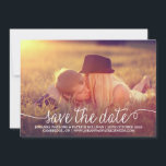 Calligraphy Script Save the Date Announcement<br><div class="desc">Customizable save the date featuring white whimsical calligraphy script. Other colours and similar items is available in my store.</div>