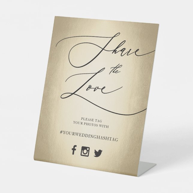Calligraphy Script Share The Love Wedding Sign (Front)