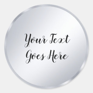 Calligraphy Script Silver Look Elegant Template Classic Round Sticker