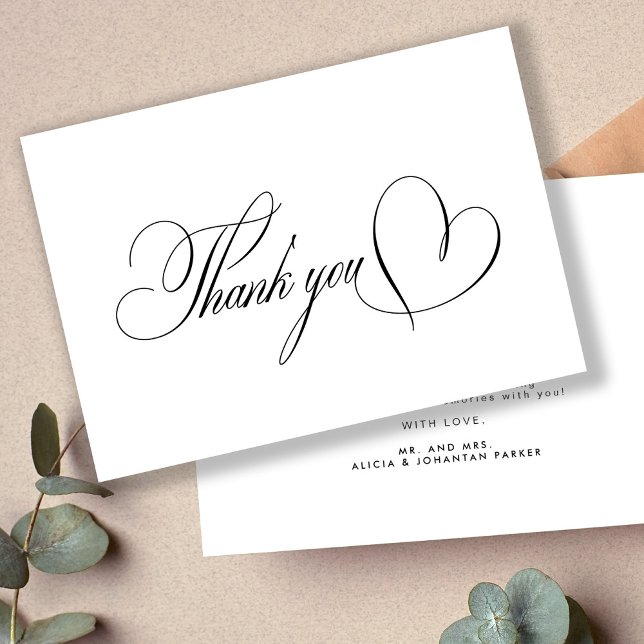 Calligraphy script simple message wedding thank you card (Creator Uploaded)