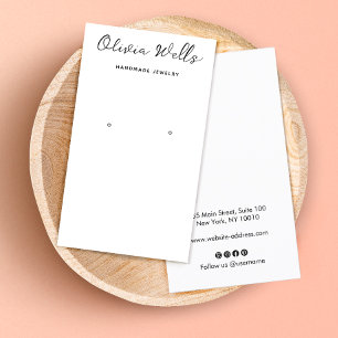 Calligraphy Script Simple White Earring  Business  Card