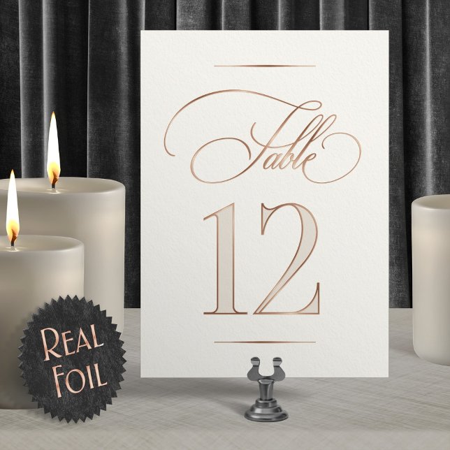 Calligraphy Script Table Number Foil Sign (Creator Uploaded)