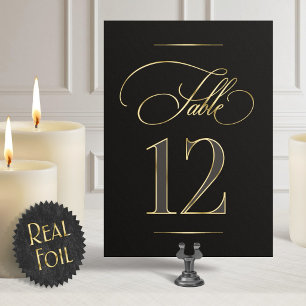 Calligraphy Script Table Number Foil Sign