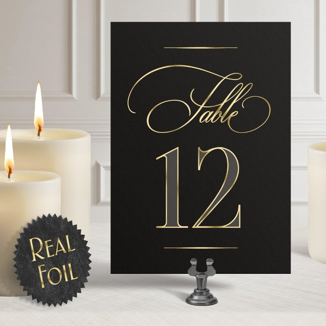 Calligraphy Script Table Number Foil Sign (Creator Uploaded)
