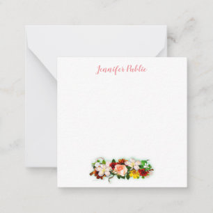 Calligraphy Script Text Elegant Watercolor Flowers Card