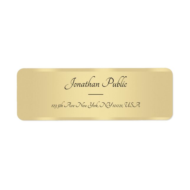 Calligraphy Script Text Faux Gold Template Elegant (Front)