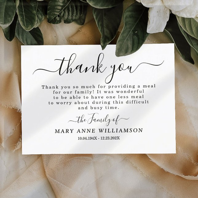 Calligraphy Script thank you note for funeral food (Creator Uploaded)