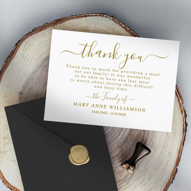 Calligraphy Script thank you note for funeral food Card (Creator Uploaded)