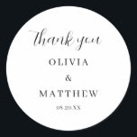 Calligraphy Script Thank You Wedding Classic Round Sticker<br><div class="desc">Calligraphy Script Thank You Wedding</div>