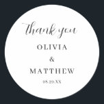Calligraphy Script Thank You Wedding Classic Round Sticker<br><div class="desc">Calligraphy Script Thank You Wedding</div>