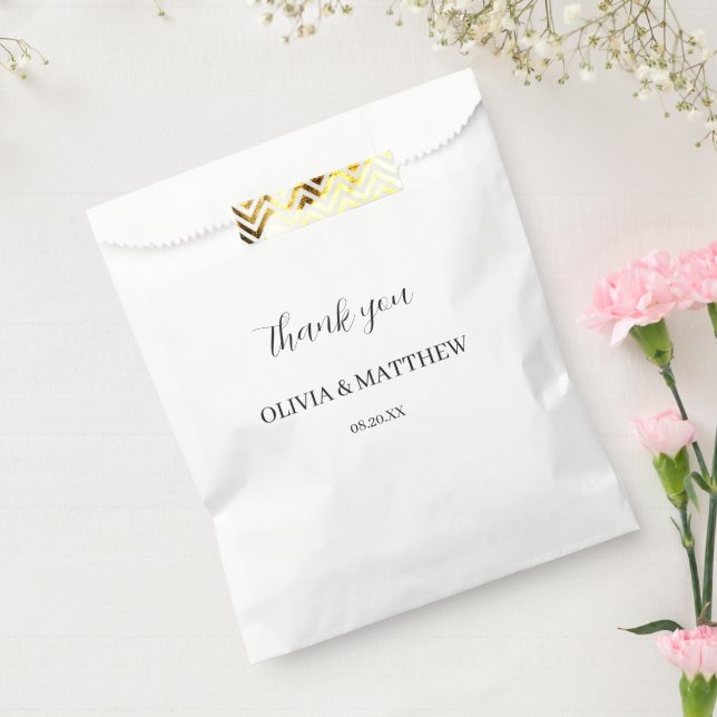 Calligraphy Script Thank You Wedding Favour Bag (Sealed)