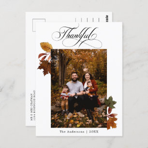 Calligraphy Script Thanksgiving Personalized Photo Postcard