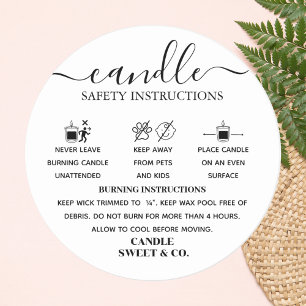 calligraphy Script Warning Candle Black and White Classic Round Sticker