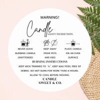 calligraphy Script Warning Candle Black and White