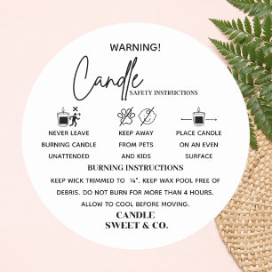 calligraphy Script Warning Candle Black and White Classic Round Sticker