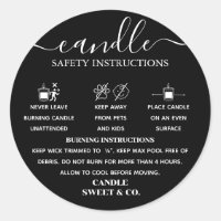 calligraphy Script Warning Candle Black Modern