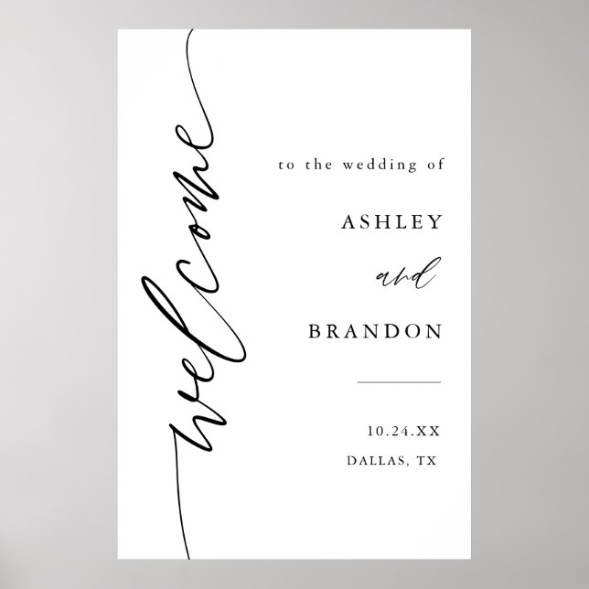 Calligraphy Script Wedding Ceremony Welcome Poster (Front)