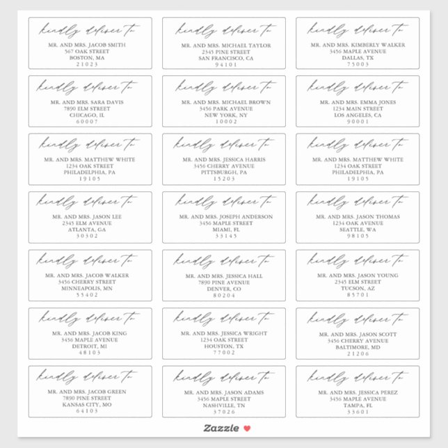 Calligraphy Script Wedding Guest Address Labels (Sheet)