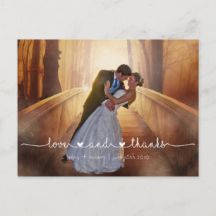 Calligraphy Script Wedding Photo THANK YOU Postcard